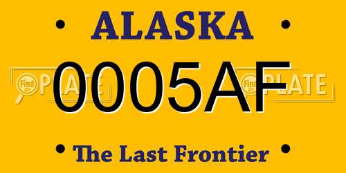 0005AF Alaska License Plate