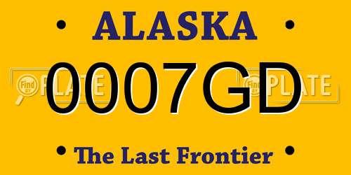0007GD Alaska License Plate