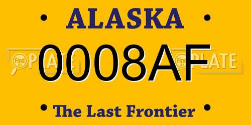 0008AF Alaska License Plate