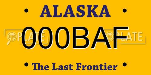 000BAF Alaska License Plate