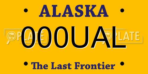 000UAL Alaska License Plate