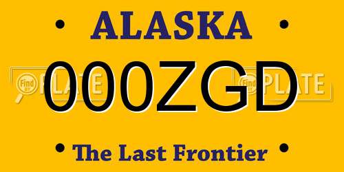 000ZGD Alaska License Plate