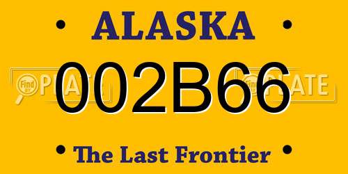 002B66 Alaska License Plate