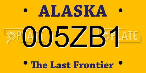 005ZB1 Alaska License Plate