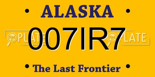 007IR7 Alaska License Plate