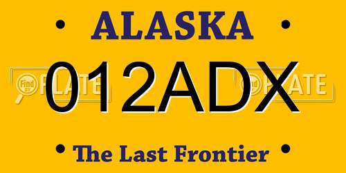 012ADX Alaska License Plate
