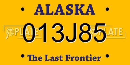 013J85 Alaska License Plate