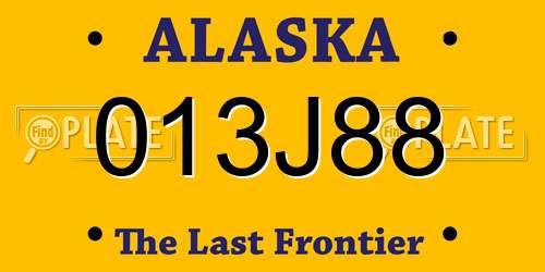 013J88 Alaska License Plate