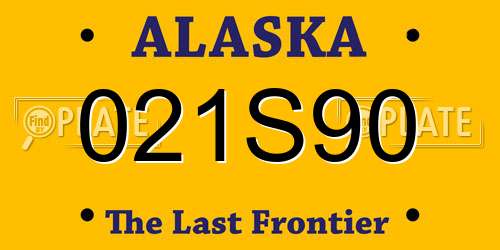 021S90 Alaska License Plate