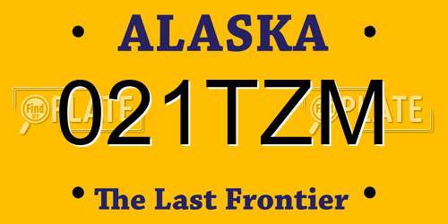 021TZM Alaska License Plate