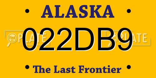 022DB9 Alaska License Plate