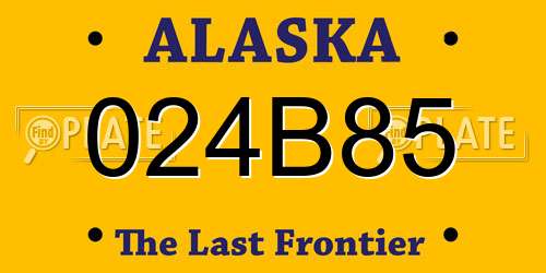 024B85 Alaska License Plate