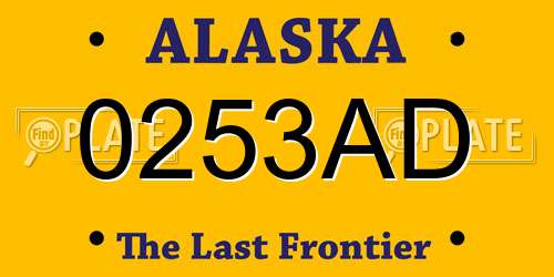 0253AD Alaska License Plate