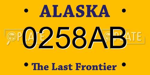 0258AB Alaska License Plate