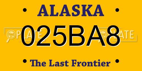 025BA8 Alaska License Plate