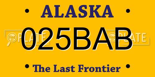 025BAB Alaska License Plate