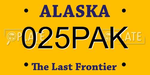 025PAK Alaska License Plate