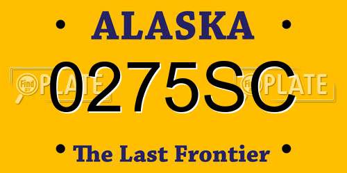 0275SC Alaska License Plate
