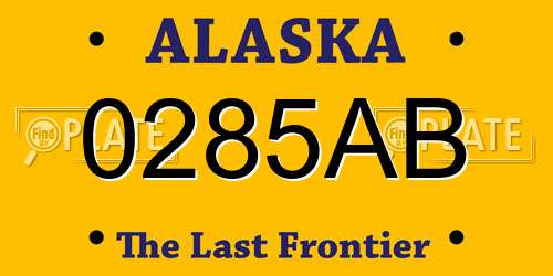 0285AB Alaska License Plate