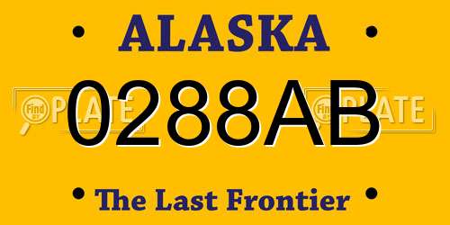 0288AB Alaska License Plate