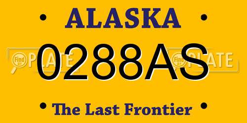 0288AS Alaska License Plate