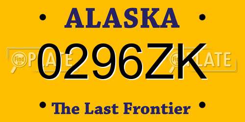 0296ZK Alaska License Plate