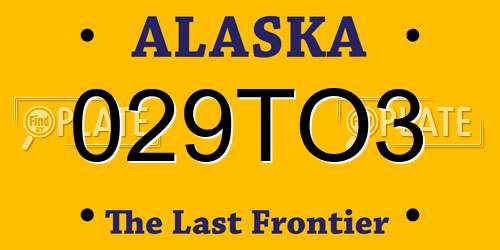 029TO3 Alaska License Plate