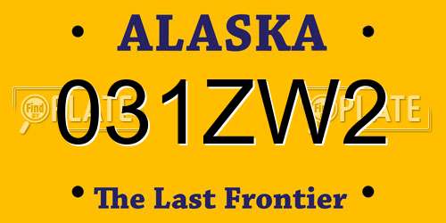031ZW2 Alaska License Plate