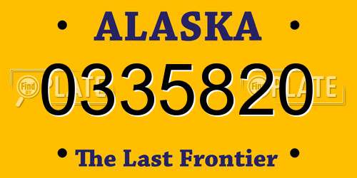 0335820 Alaska License Plate