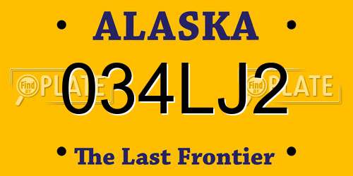 034LJ2 Alaska License Plate