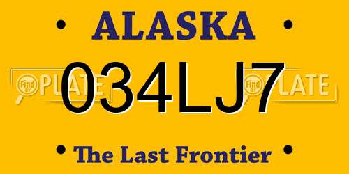 034LJ7 Alaska License Plate