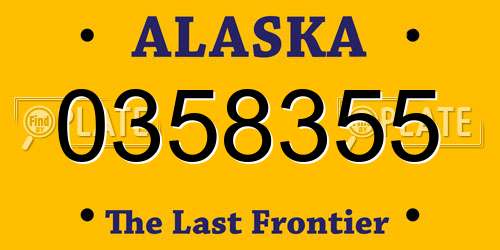 0358355 Alaska License Plate