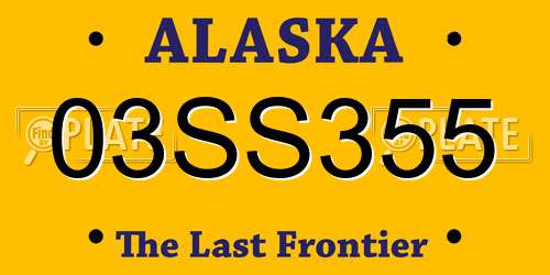 03SS355 Alaska License Plate