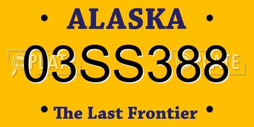 03SS388 Alaska License Plate