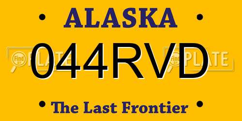 044RVD Alaska License Plate