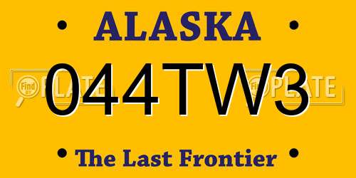 044TW3 Alaska License Plate