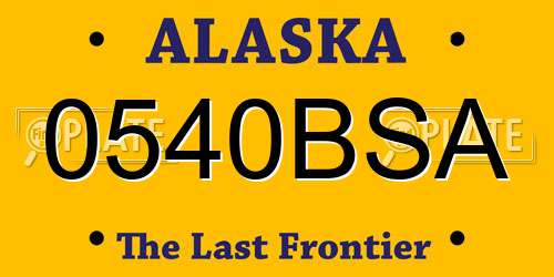 0540BSA Alaska License Plate