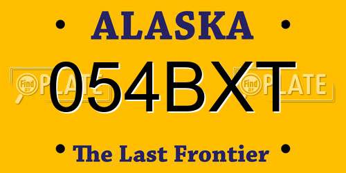 054BXT Alaska License Plate