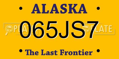 065JS7 Alaska License Plate