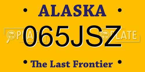 065JSZ Alaska License Plate