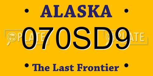 070SD9 Alaska License Plate