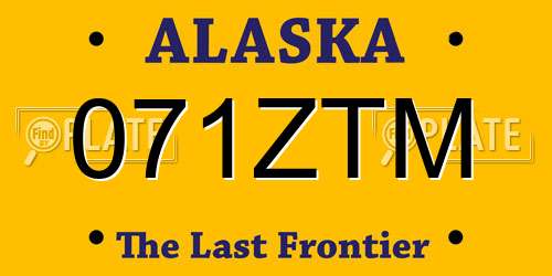 071ZTM Alaska License Plate