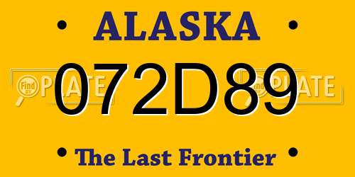 072D89 Alaska License Plate