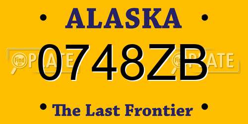0748ZB Alaska License Plate