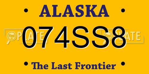 074SS8 Alaska License Plate
