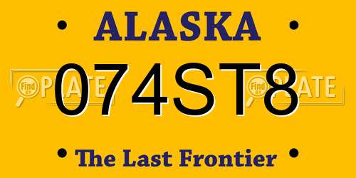 074ST8 Alaska License Plate