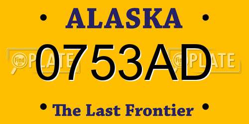 0753AD Alaska License Plate