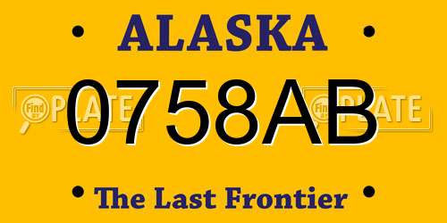 0758AB Alaska License Plate