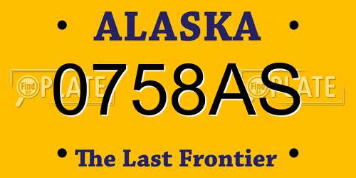 0758AS Alaska License Plate
