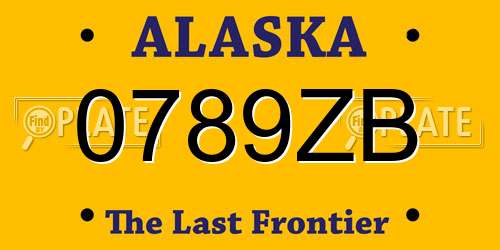 0789ZB Alaska License Plate